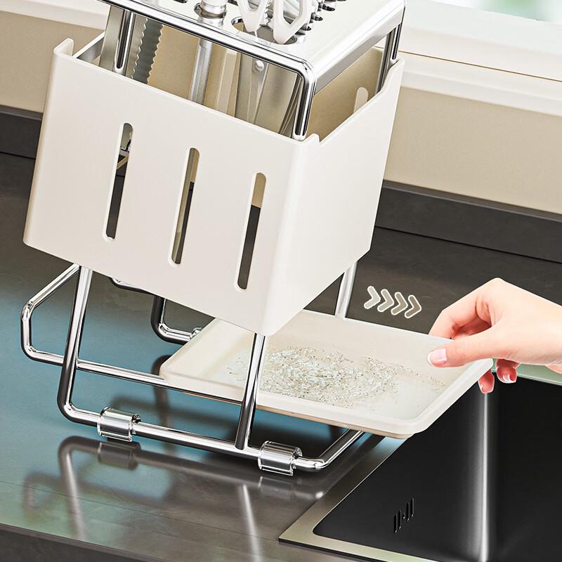Milky White Slanted Multi-Slot Knife Holder