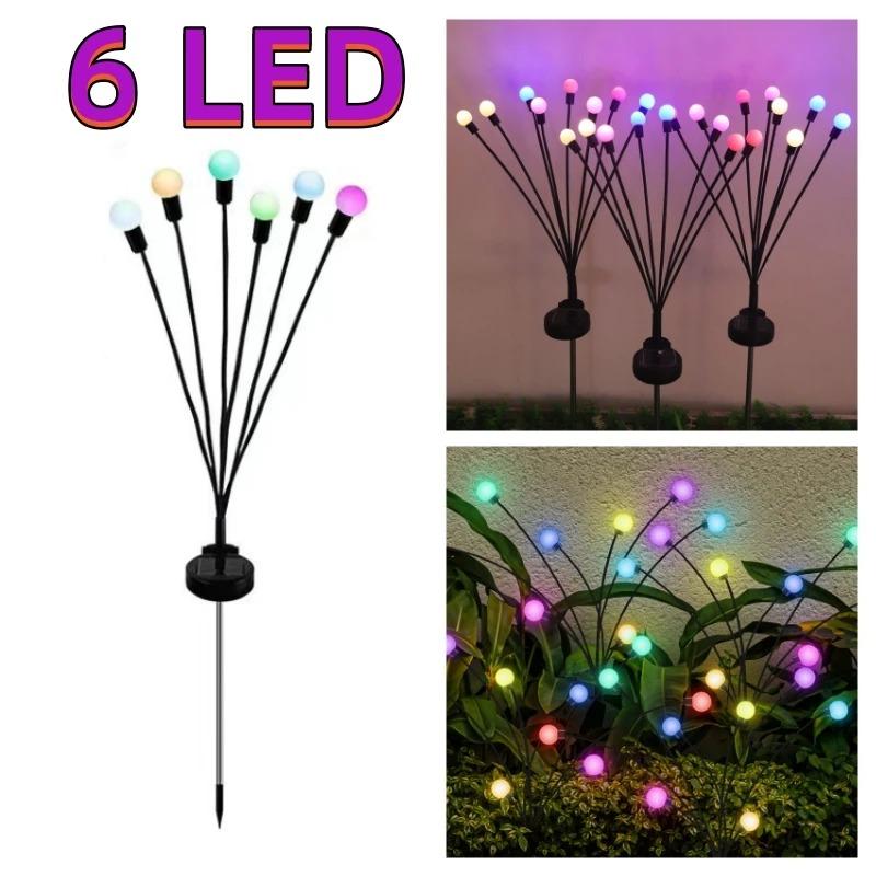 Solar Powered Garden Lights Firefly Lights 6/8/10 LED Outdoor Waterproof Vibrant Swaying Lights for Patio Pathway Decoration