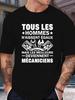 Long Sleeve T-Shirt Y2k French Mechanic Slogan T Black/White