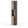 Floor-standing Bathroom Cabinet Gray Oak Wotan 30 CM Loft Bathroom Column