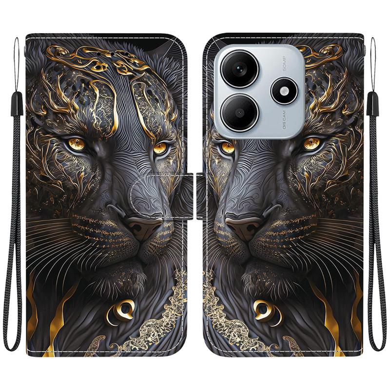 Redmi 14C Animal Case Lion Panda Leather Phone Cover For Xiaomi Redmi Note 14S 4G 14 Pro Plus 5G Wallet Flip Coque Protect Cases