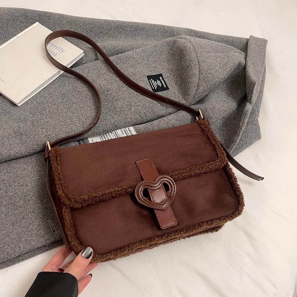 

2025 Зима Y2K Ретро Дизайн Маленькая Сумка-клапан из искусственной кожи Женская Модная Сумка и Кошельки Сумка через плечо Y2K Сумка через плечо кофейный