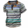 Simple Plaid 3D Printed Stand-Up Collar Men'S Casual Short-Sleeved T-Shirt