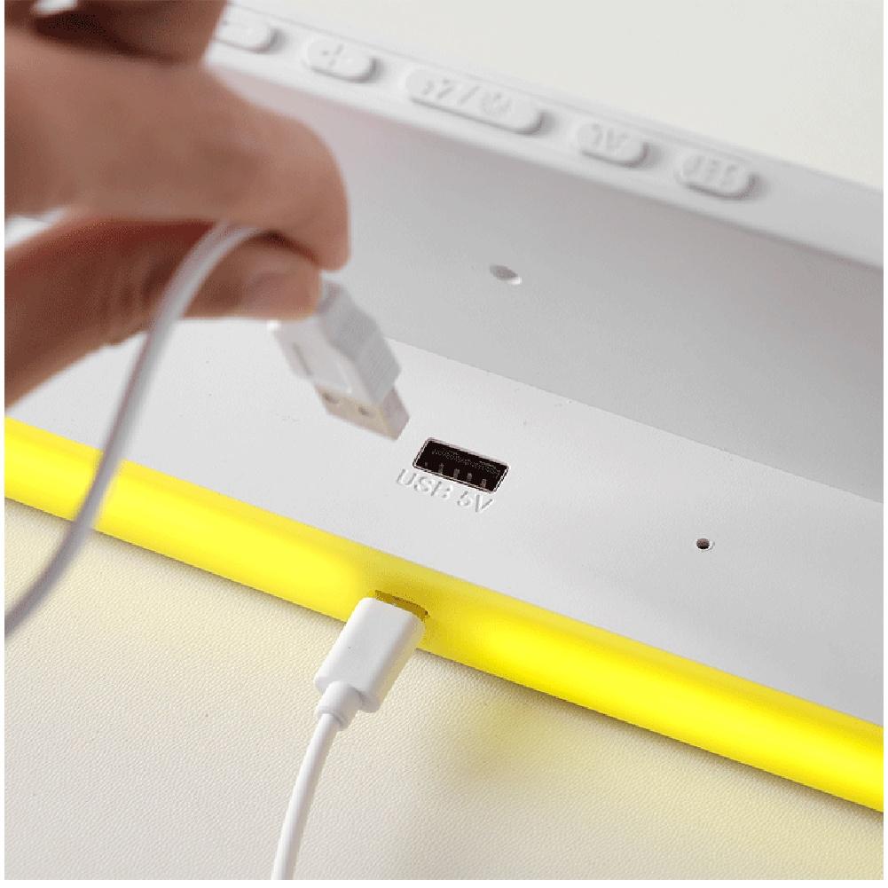 LED Digital Alarm Clock Large Screen Night Light Calendar Display USB Powered Adjustable Backlight Compact Size 20 7 8.5cm