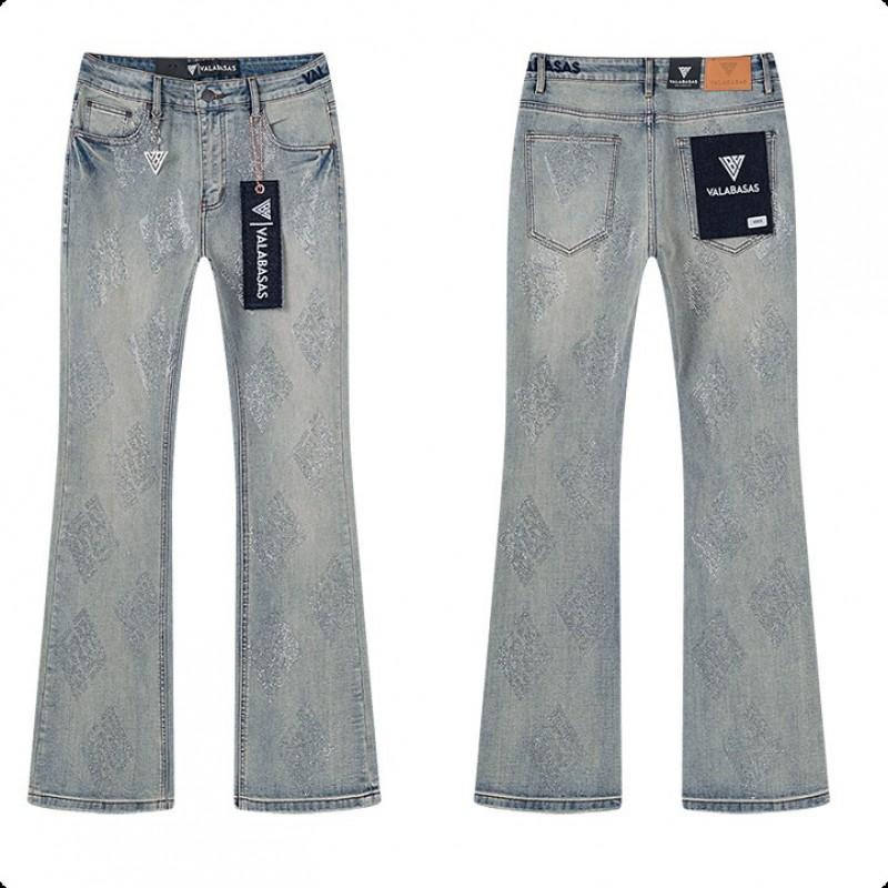 Valabasas Stil '' Retro Distressed Gewaschene Stretch Schlagjeans Herren Damen Streetwear Freizeit Hosen