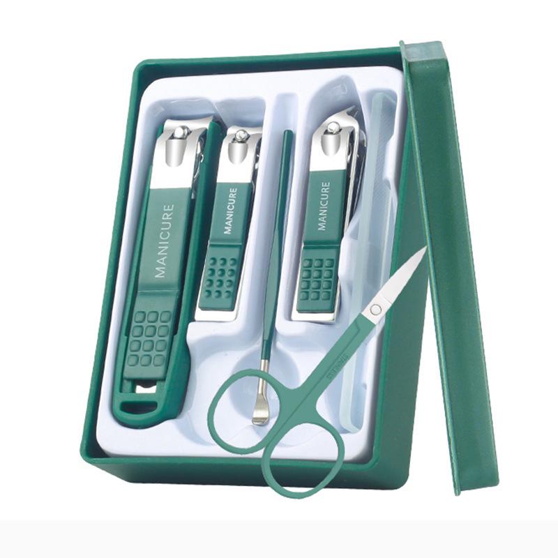 Anti-Splash Nail Clipper 6-Piece Set with Cover for Manicure & Pedicure