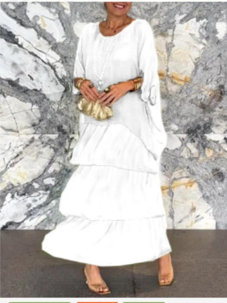 

Женская зеленая многоярусная свободная блузка с подходящим комплектом юбки, многослойный, повседневный бохо-наряд 4XL