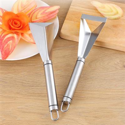 Faca antiderrapante de aço inoxidável para entalhar frutas, decoração de prato, fatiador de vegetais, ferramenta triangular para entalhar alimentos na cozinha