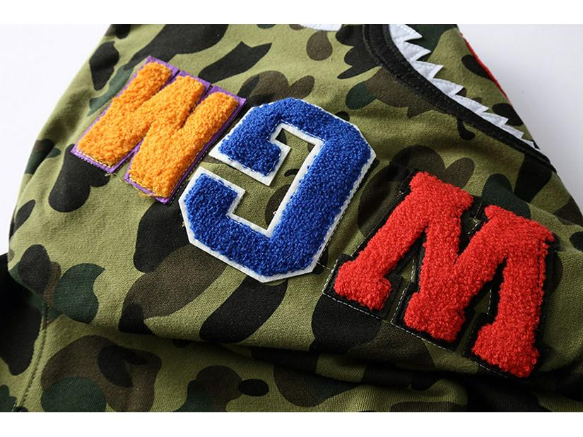 BAPE Shark Head Camo Block Unisex Hoodie - Autumn/Winter Trend