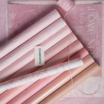 Zhuoxian Romantic Pink Floral Wrapping Paper for Valentine's Day Bouquets