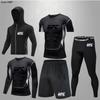 Herren 5-teiliges Cross-Training Kompressionsset - Hohe Elastizität, Schnelltrocknend, Atmungsaktiv für Boxen, Fitness, Laufen & UFC