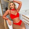 Bodysuit Female Fishnet Colorful See-Through Erotic Sleepwear  Sexy Lingerie Transparent Intimates Erotic Temptation Uniform