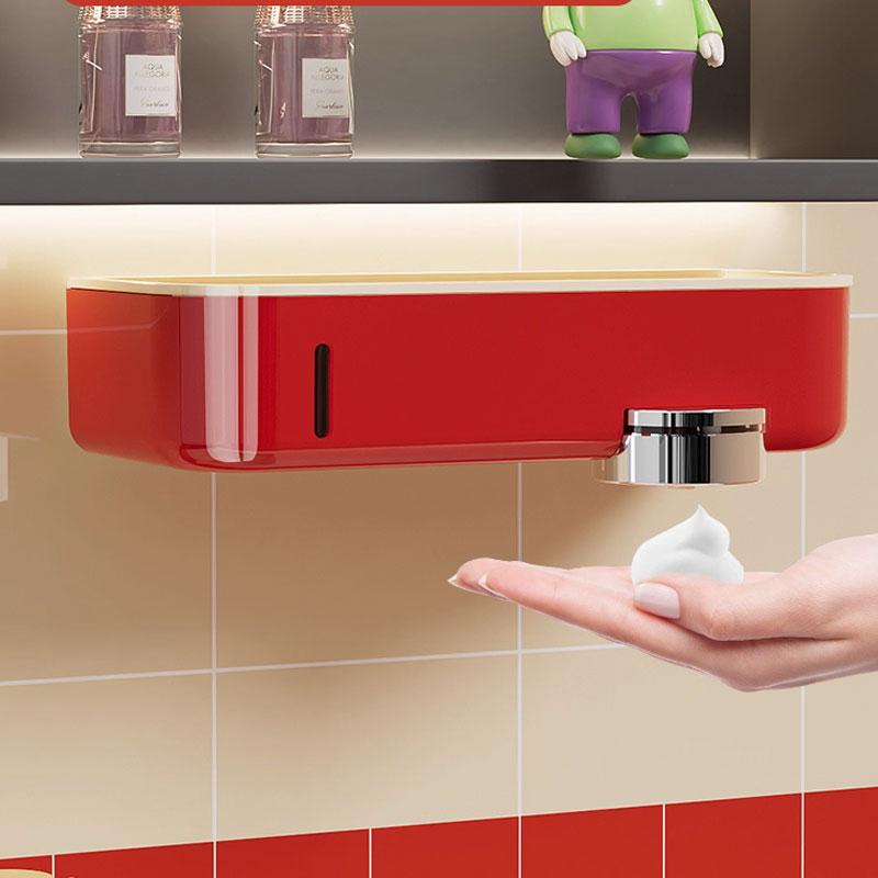 

soap dispenser Induction hand sanitizer machine wall mounted bathroom storage rack, fully automatic induction soap dispenser червоний