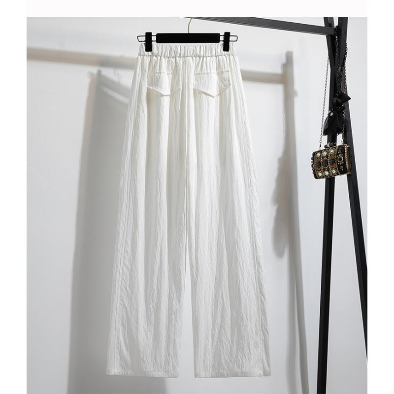 Dimanaf 2025 Summer Plus Size Pants High Waist New Wide-leg Pants Belt Women Fashion Loose Pleated Vintage Pants