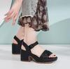 Thick Velcro Easy to Walk [ZUYEE] Women's Sandals, Heel, Strap, Comfort, Casual, Soft, in, Black, 23.0cm