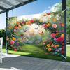 2D Fairy Tale Floral Arch Background, Enchanted Garden with Butterflies Themed Backdrop