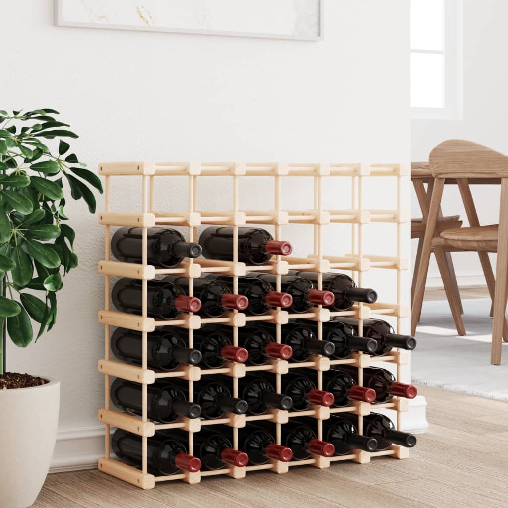 42 Bottle Wine Rack 68.5 x 23 x 68.5 cm Solid Pine Wood