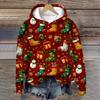 Women's Fashion Long Sleeve Christmas Print Loose Hooded Sweatshirt Top