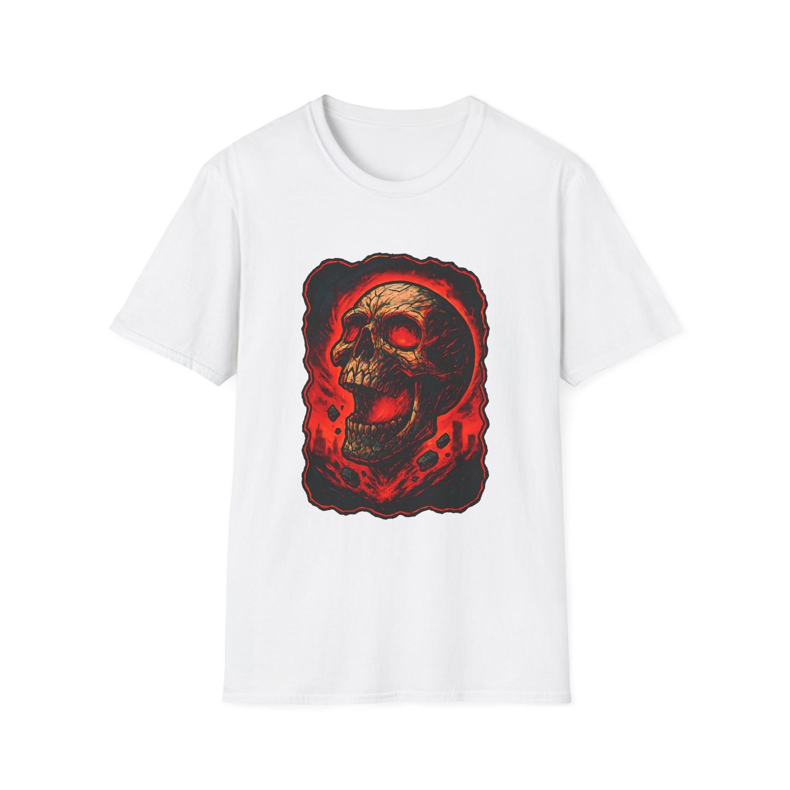 Unisex Softstyle T-Shirt Skull Fire Apocalypse City Chaos S