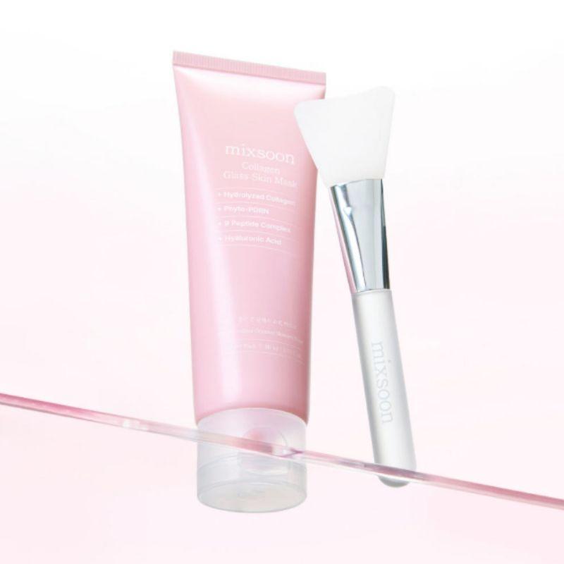 mixsoon Collagen Glass Skin Mask 80ml Wash-Off Face Mask with Collagen for Hydrating Radiant Glass Skin + Brush Included