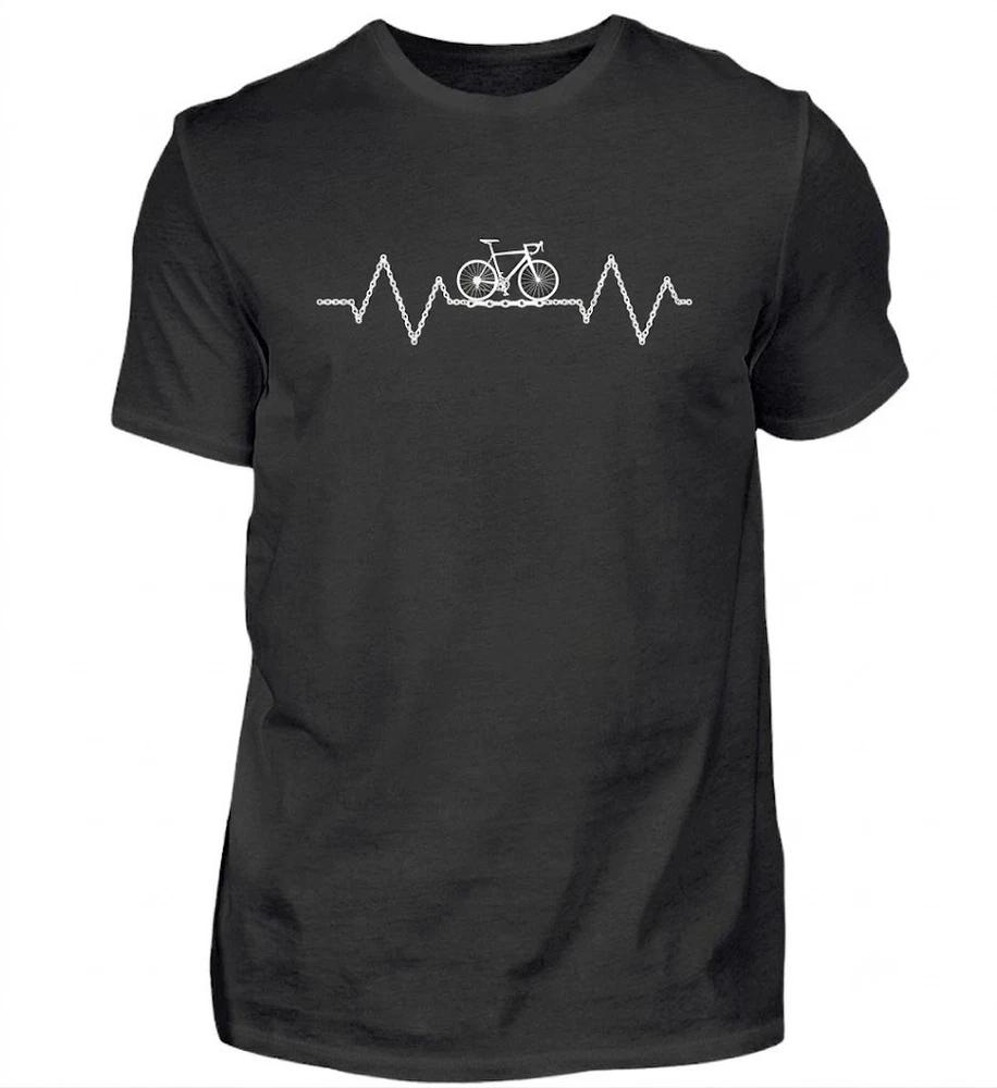 Road Bike Heartbeat Road Cyclist Gift For Friends Black Tshirt