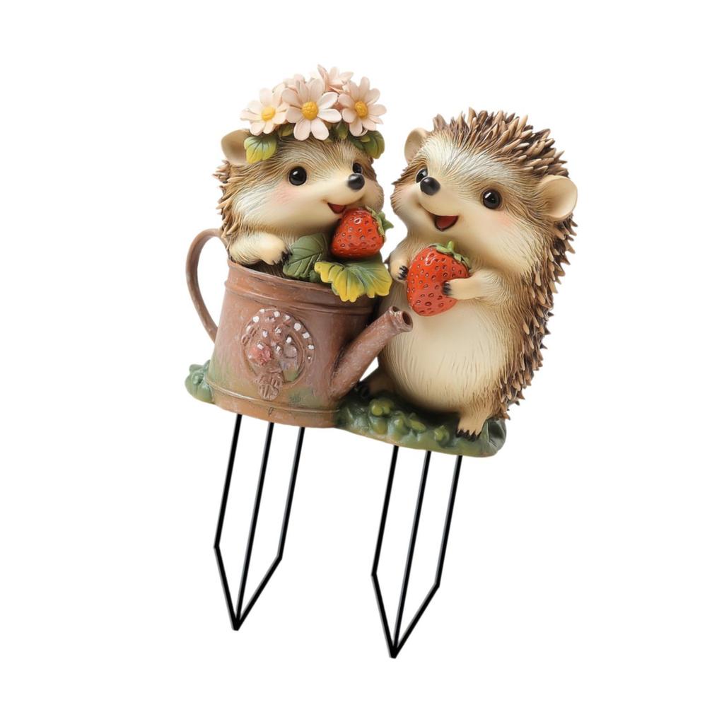 Acrylic Hedgehog Yard Stake Metal Animal Figurine Sculpture Decorative Garden Ornament for Lawn and Outdoor Garden Decor