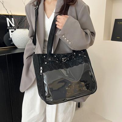 Solid Color Niche Design Large Capacity Solid Color Transparent Design Advanced Texture Aesthetic Lightweight Shoulder Messenger Bag
