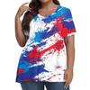 Women's Fashion Casual V-Neck Pullover Short Sleeve Large Size Printed T-Shirt Top