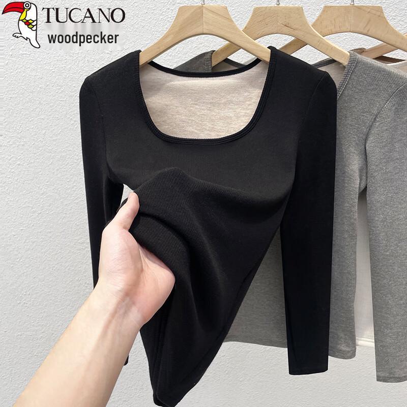 Woodpecker Women s Plush-Lined Square Neck Slim-Fit Long Sleeve Base Layer T-Shirt XL