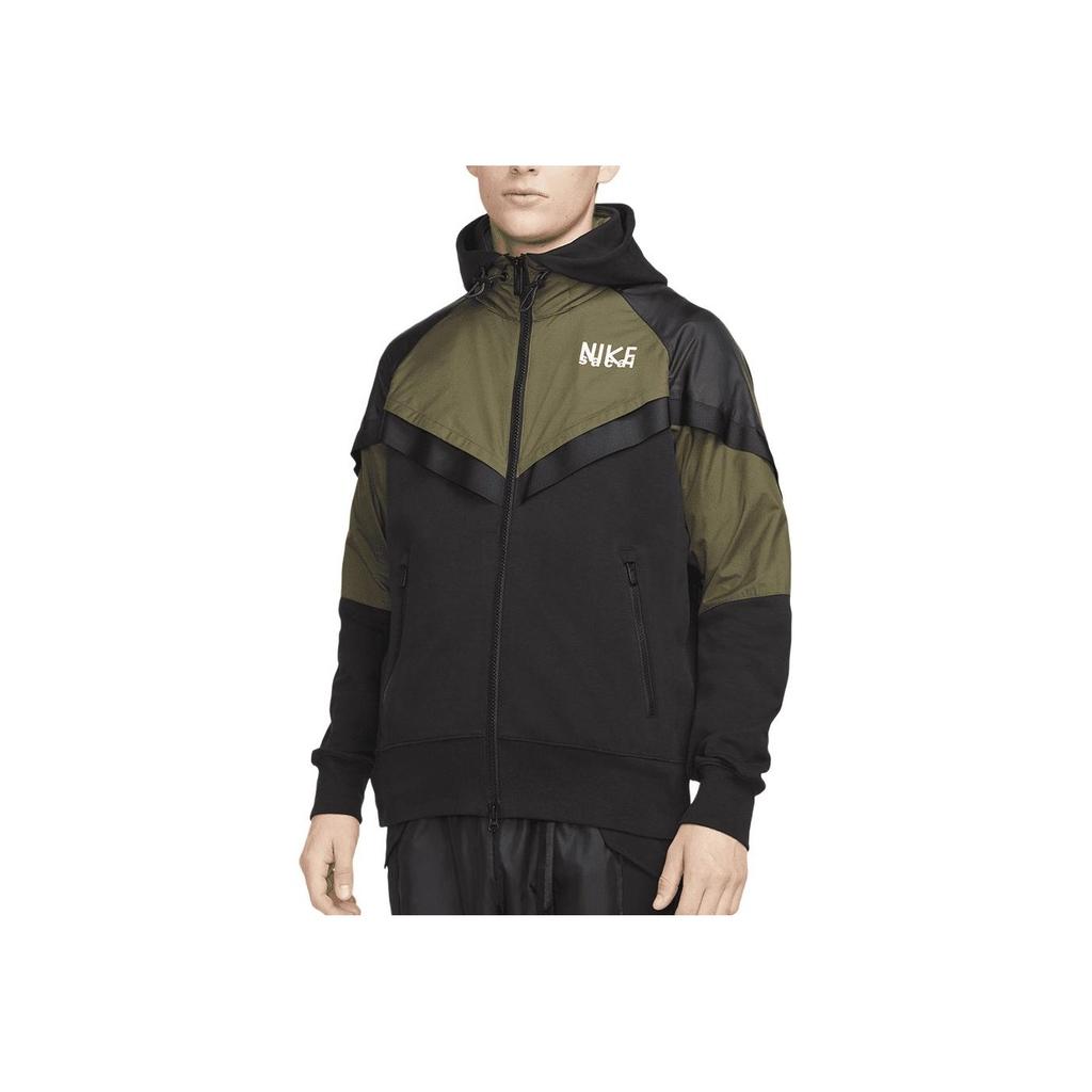 Nike X Sacai Collaborative Logo Waterproof Full-Zip Hooded Jacket Men Jackets Military-Green DQ9030-325