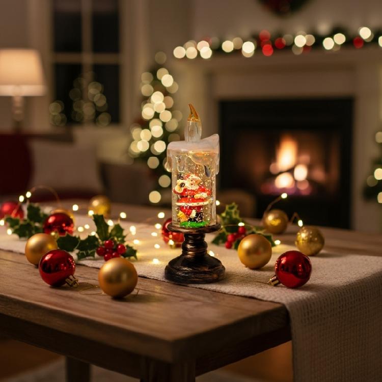 Christmas Decorations Glitter Water Globe Christmas Snow Globes Candle Shape Snowglobes Table Ornament Home Decors