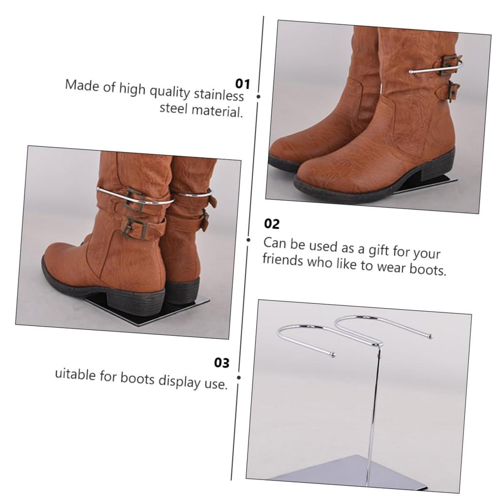 NUOLUX Metallic Shoe Display Stand, Shoe Storage Rack, Metal Shoe Rack, Standing Boot Rack, Easel Stand for Display