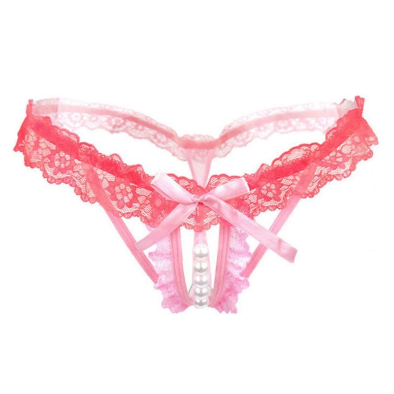Lady Pierced Sexy Panties Temptation Lace Translucent T Underwear