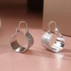 Vintage Simple Silver Color Metal Round Geometry Carving Pattern Dangle Earrings for Women Jewelry