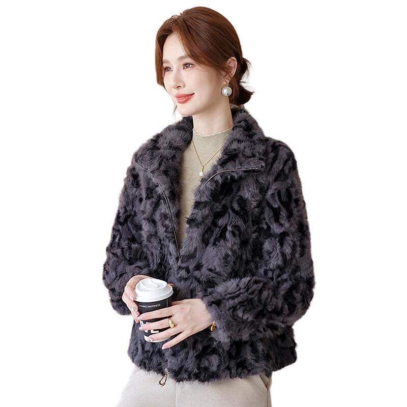 Women's Leopard Print Faux Mink Fur Winter Coat