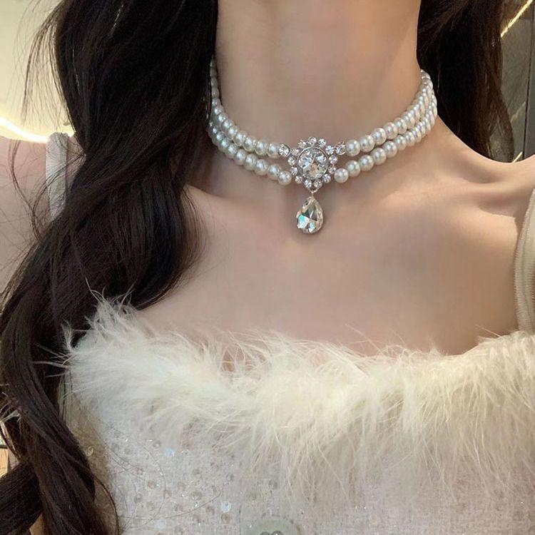 French Vintage Baroque Pearl Necklace Summer Niche Premium Sense Clavicle Chain Light Luxury Versatile Necklace Women