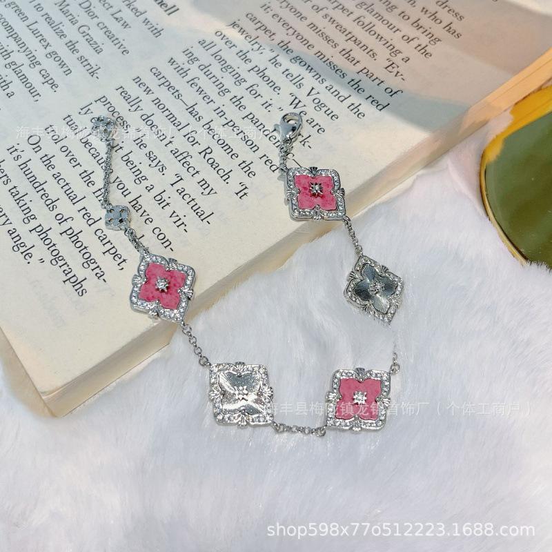 Buccellati Armband Kleeblatt Fünfblättrig Laser Diamant Doppelseitig Mädchen Retro Hof