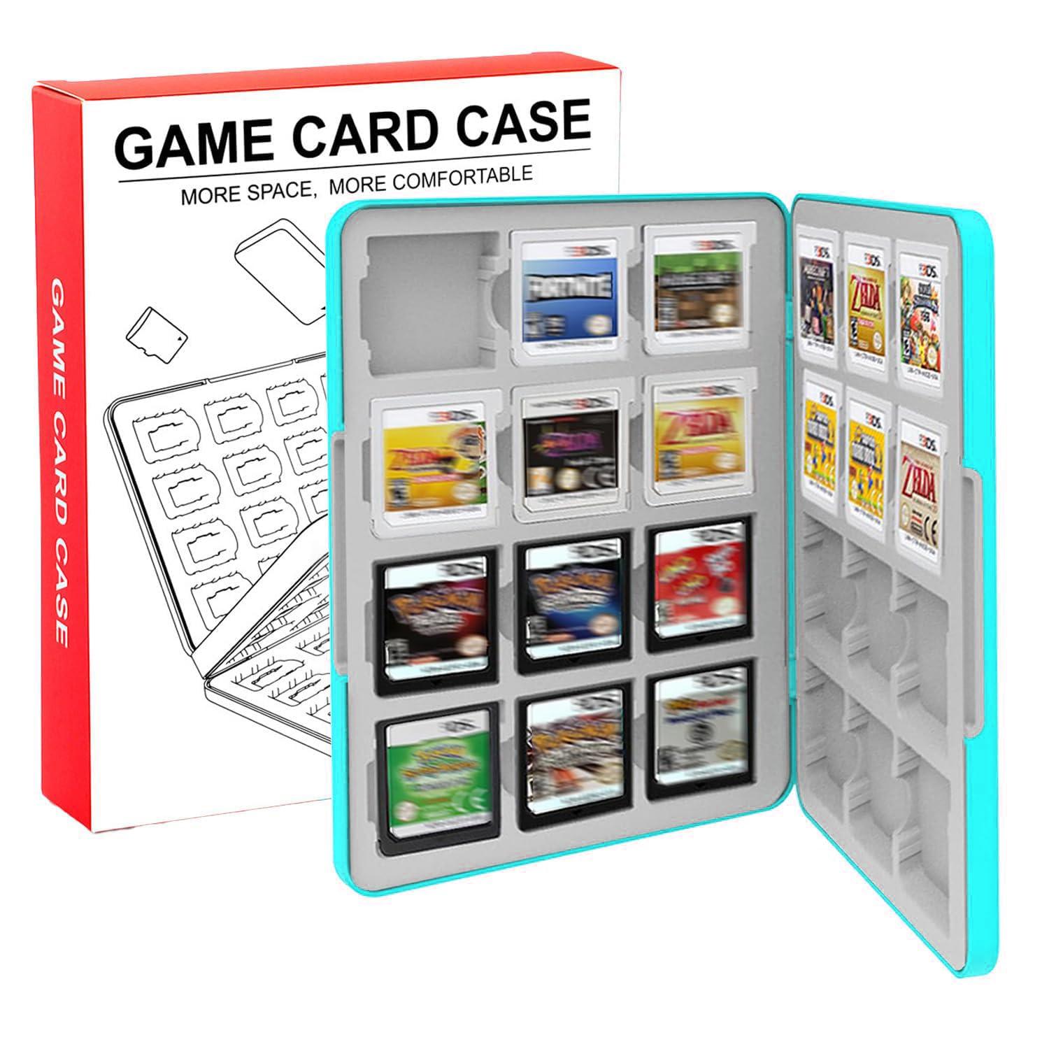 

MOXCAHER 3DS Soft Case for Holds 24 Organizes and Protects Against Easy to Carry Holds 24 3DS/DS/2DS, Games, Dust, (Blue, Games) синій