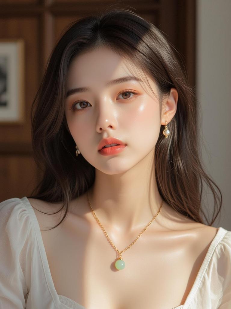 Lucky Bag Hetian Jade Titanium Steel Women's Necklace - Light Luxury Pendant Clavicle Chain, Simple Ins Choker.