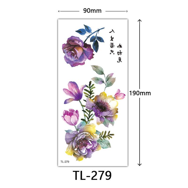 Flower Tattoo Stickers, Color Sketch Tattoo Stickers, English Letters, Wedding Photography Tattoo