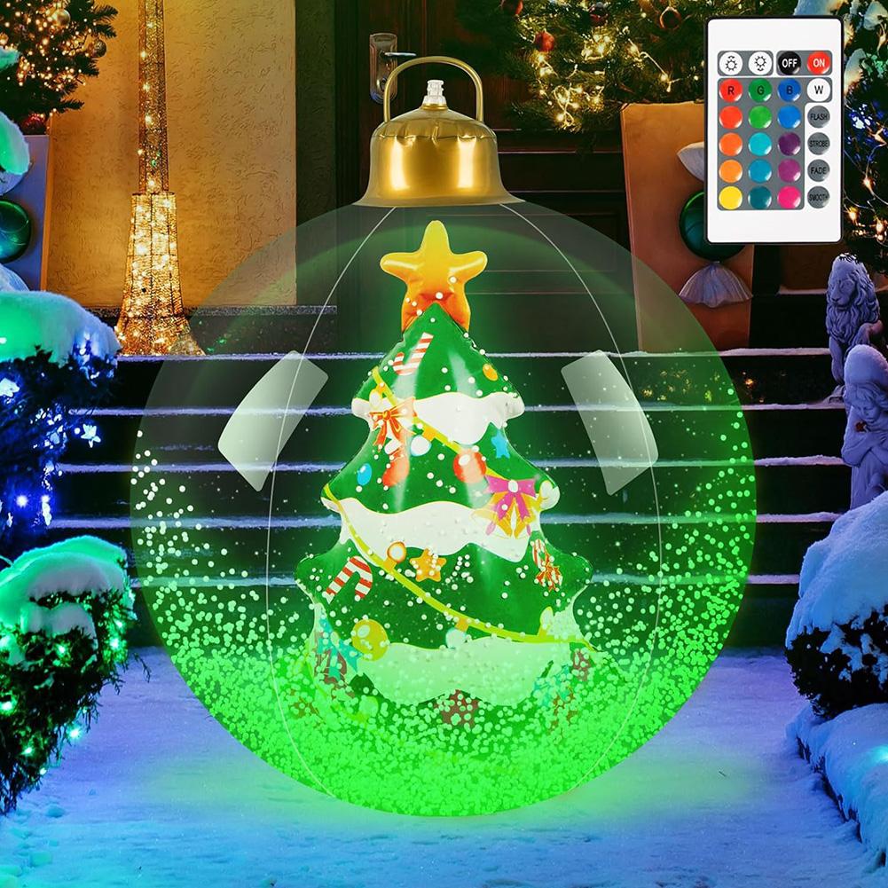 Christmas Luminous Inflatable Decorative Ball with Lights Giant Inflatable Ball Ornaments Large PVC Decorated Ball Ornaments