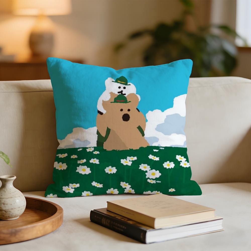 Cartoon DDinotaengs Cute Cushion Cover Short plush pillowcase for bed sofa carwashable
