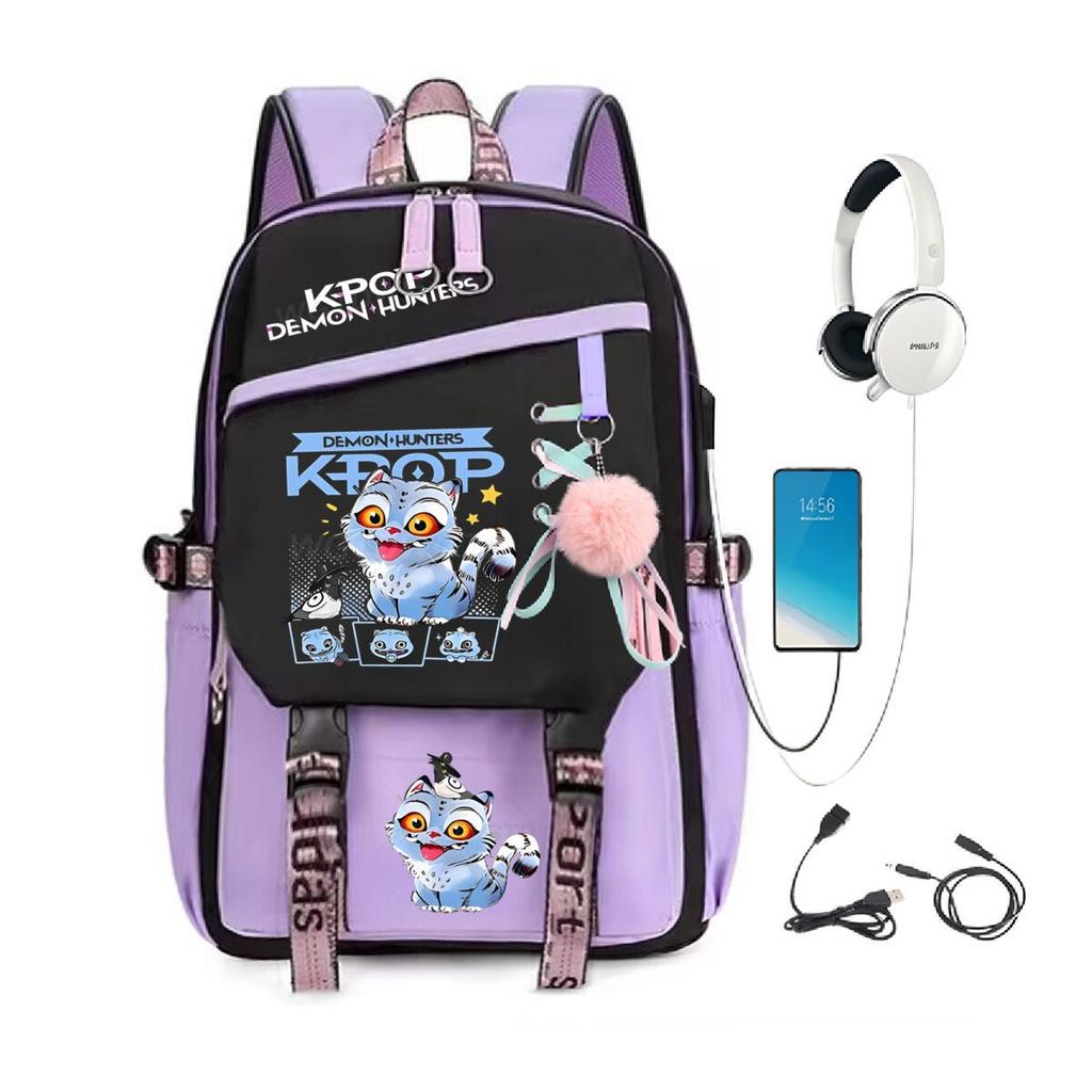 College style ins trend witch hunter Korean version USB multi-function backpack large capacity student bag