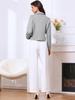 Allegra K Women's Tweed Jacket, Elegant Double-Breasted Long Sleeve Crop Blazer with Collar, Dressy Casual, Gray, Size M