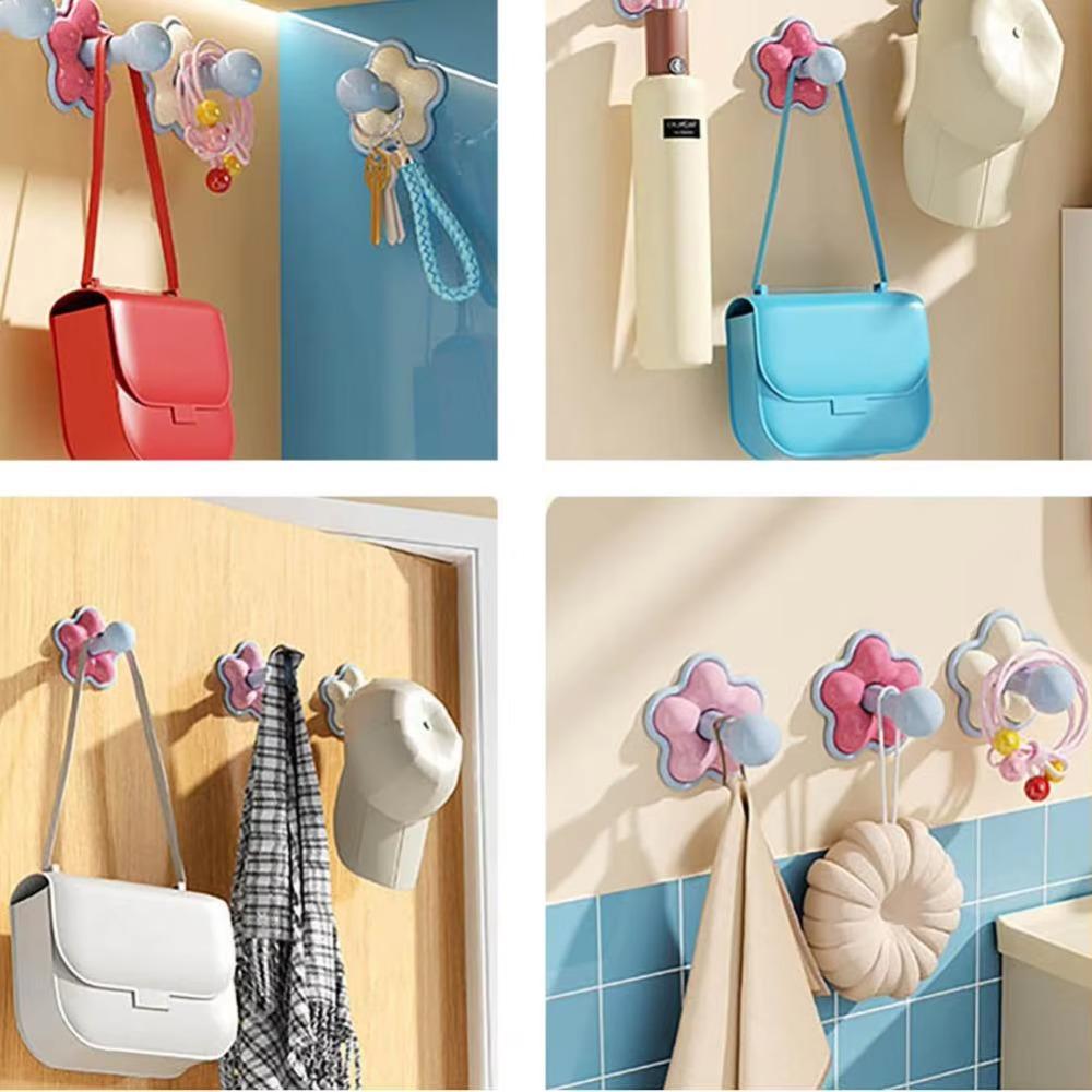 6PCS/SET Plastic Wall Hook Flower Shape Bathroom Hook Durable Storage Hook Bathroom