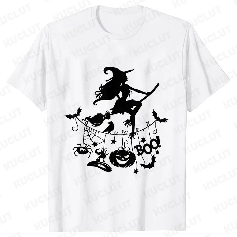 Witch Tee Tops TShirt Women Funny Halloween Print TShirt Spooky Vibes Casual Ladies Tshirt Summer Tshirt Female Tees Camisetas