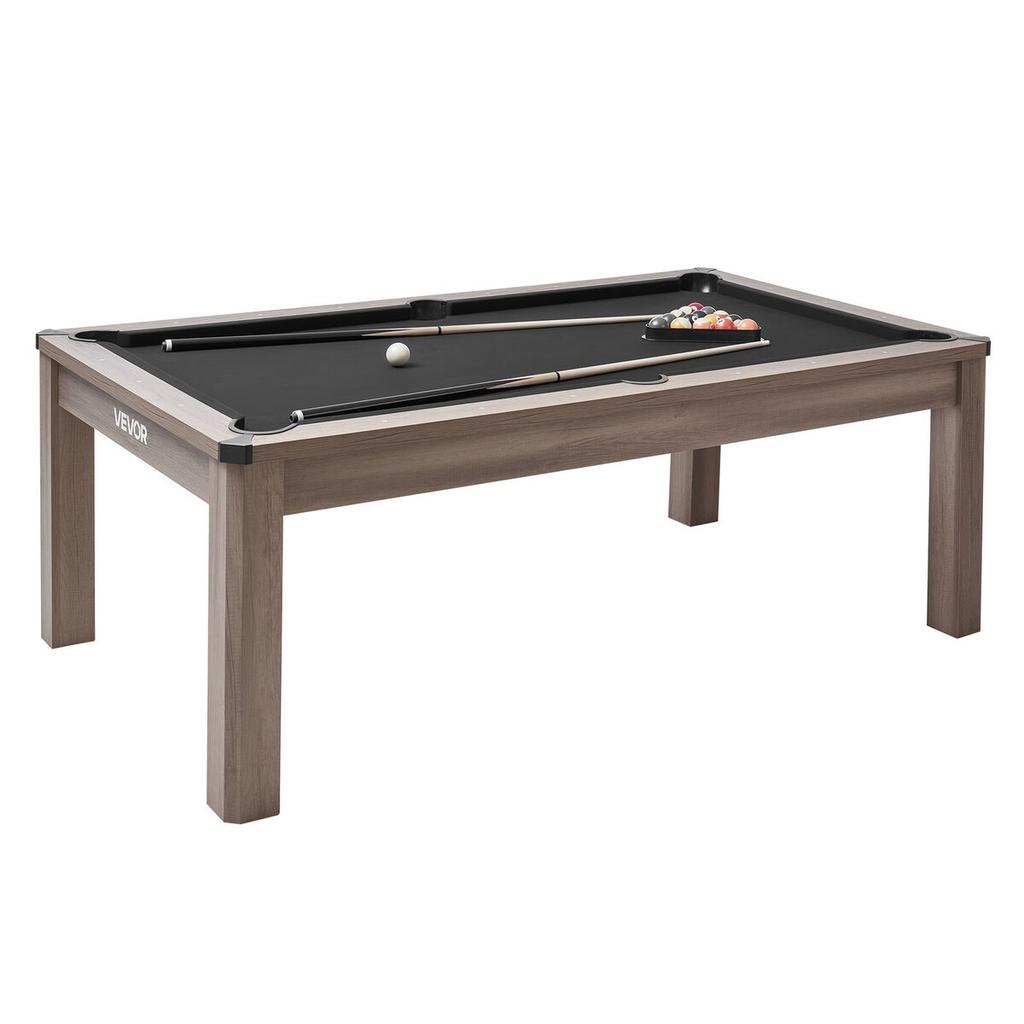 214cm Pool Table Combo Set, 3-in-1 Multi Game Billiards Tables with Dining Top and Ping Pong, 2 Benches for Storage and Accessory, Includes Ball Cue