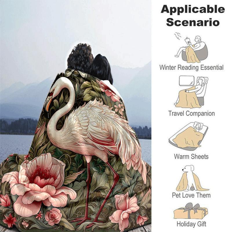 1pc Flamingo Printing Lightweight Flannel Blanket, Comfortable and Warm Blanket, for Camping Sofa Bed and Couch Office, Suitable for Gift Bla