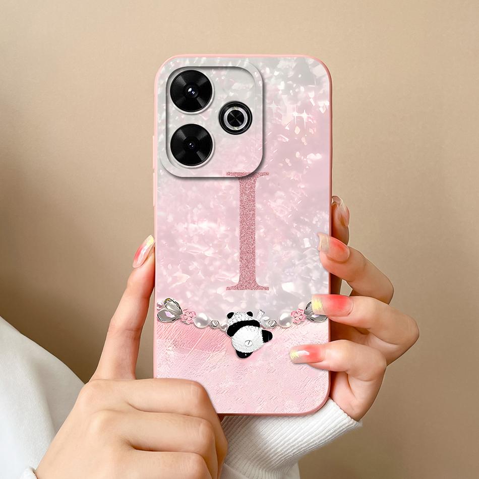 

For Redmi 13 Case Cute Panda Letters Soft Back Cover For Xiaomi Redmi13 4G 5G Funda High Quality Liquid Silicone Phone Cases Redmi 13