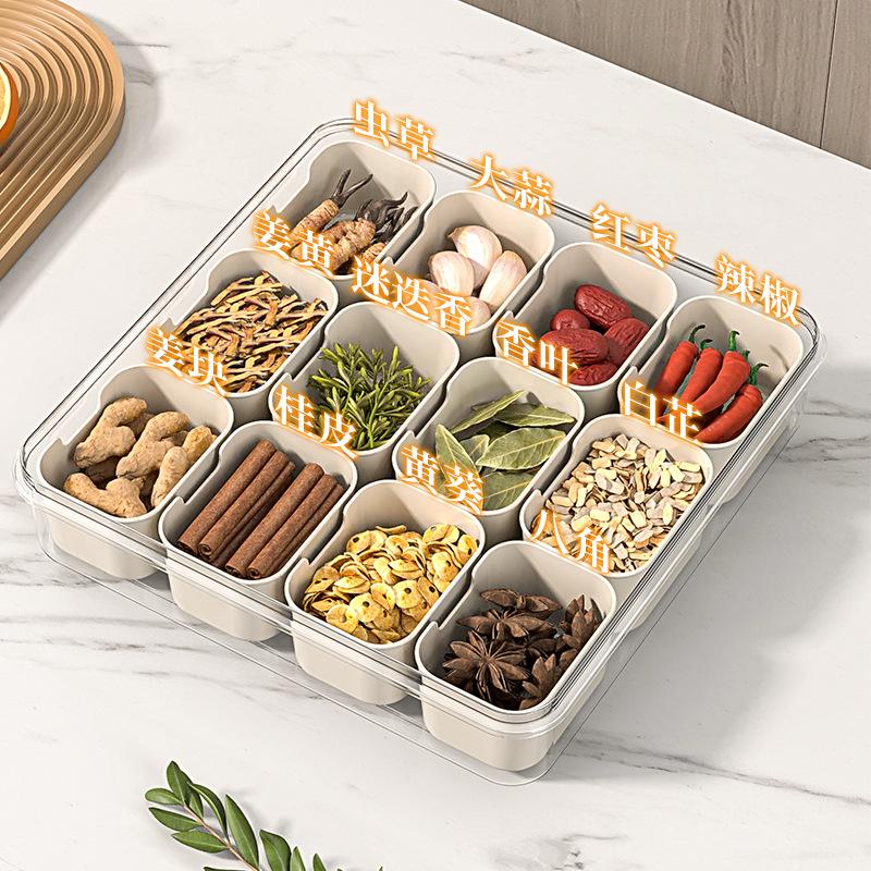 Kitchen Spice and Condiment Storage Box with Sealed Fresh-Keeping Compartments